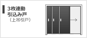 3枚連動引込み戸（上吊引戸）